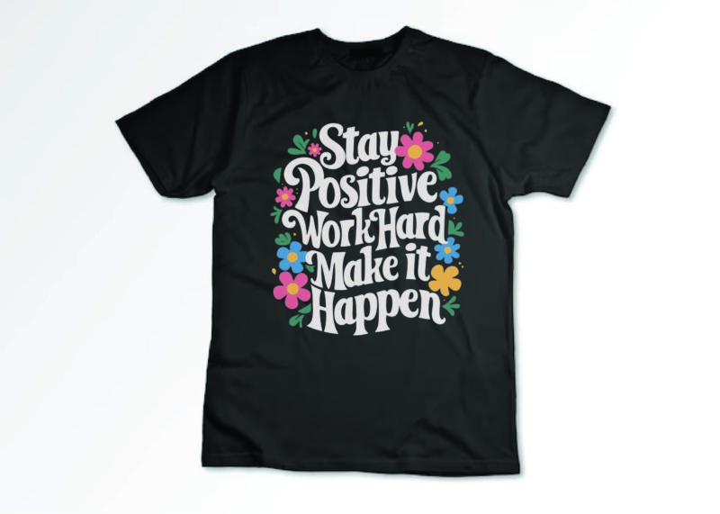 Positive and motivational quotes Elegant floral typography with flowers T-shirt design 2024 fresh design