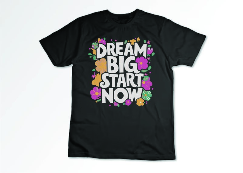 Positive and motivational quotes Elegant floral typography with flowers T-shirt design 2024 fresh design