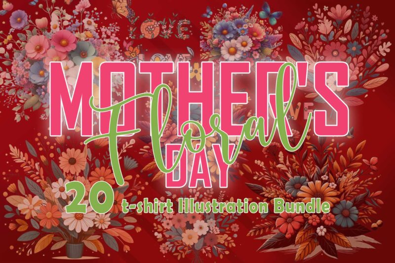 Retro Flourish Mother’s Day Illustration T-shirt 20 Clipart Bundle