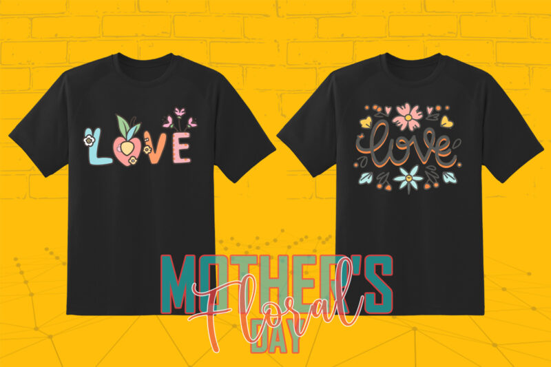 Retro Flourish Mother’s Day 20 T-shirt Illustration Clipart Bundle for Trendy T-Shirt Designs.