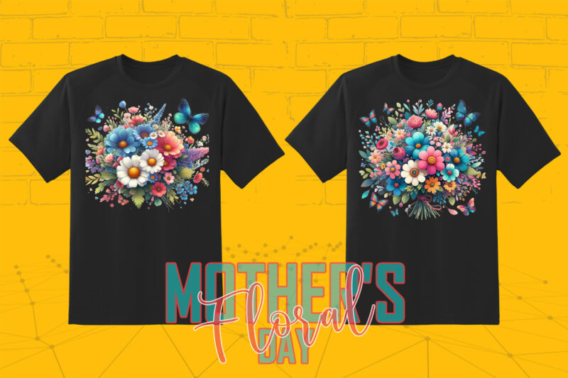 Retro Flourish Mother’s Day Illustration T-shirt 20 Clipart Bundle