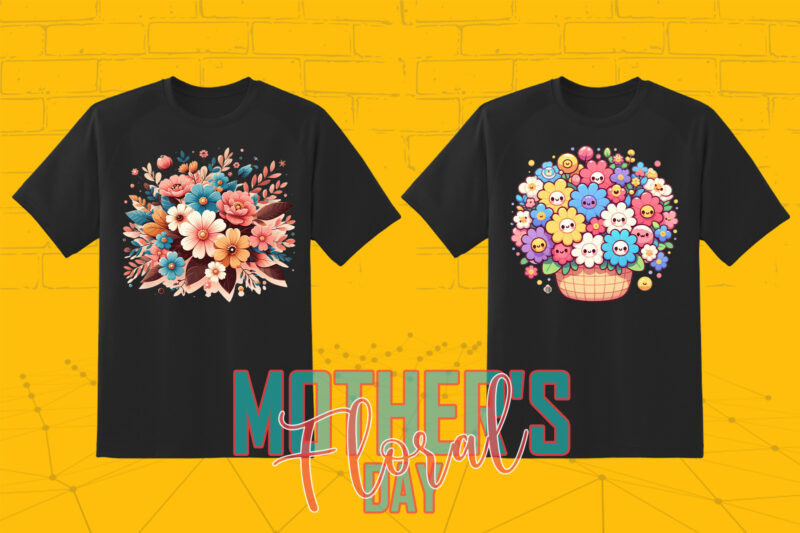 20 Flourish Mother’s Day T-shirt Design Illustration T-shirt Clipart Bundle