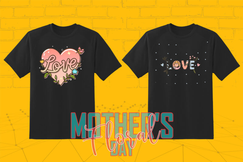 Flourish Mother’s Day 20 T-shirt Design Illustration T-shirt Clipart Bundle