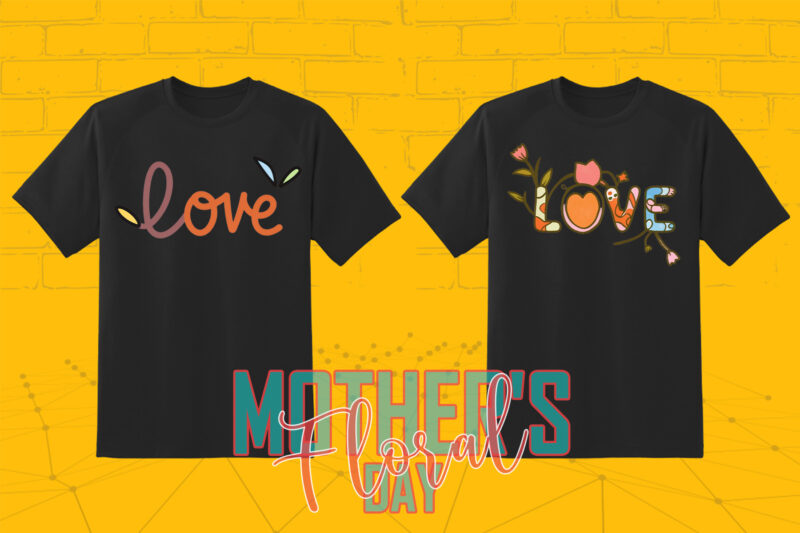 Retro Flourish Mother’s Day 20 T-shirt Illustration Clipart Bundle for Trendy T-Shirt Designs.