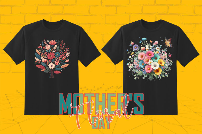 Retro Flourish Mother’s Day Illustration T-shirt 20 Clipart Bundle