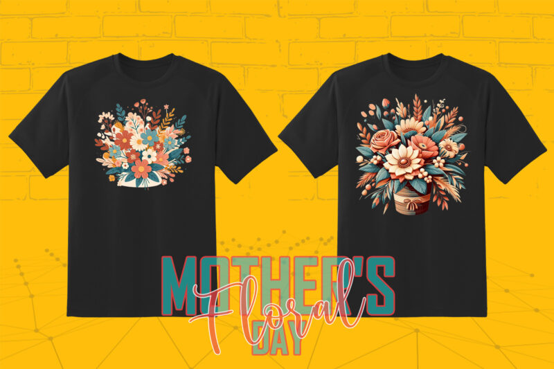 20 Watercolour Flower Mother’s Day Tee Illustration Clipart Bundle