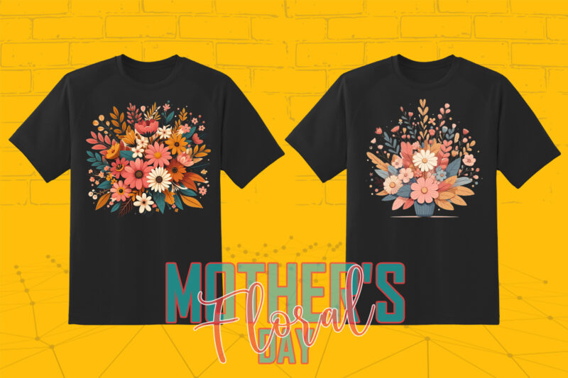 20 Flourish Mother’s Day T-shirt Design Illustration T-shirt Clipart Bundle