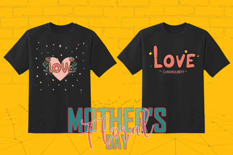 20 Flourish Mother’s Day T-shirt Illustration Clipart Bundle crafted for Print on Demand websites