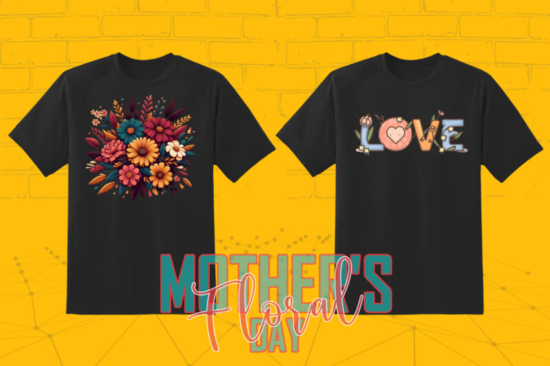 Retro Flourish Mother’s Day Illustration T-shirt 20 Clipart Bundle