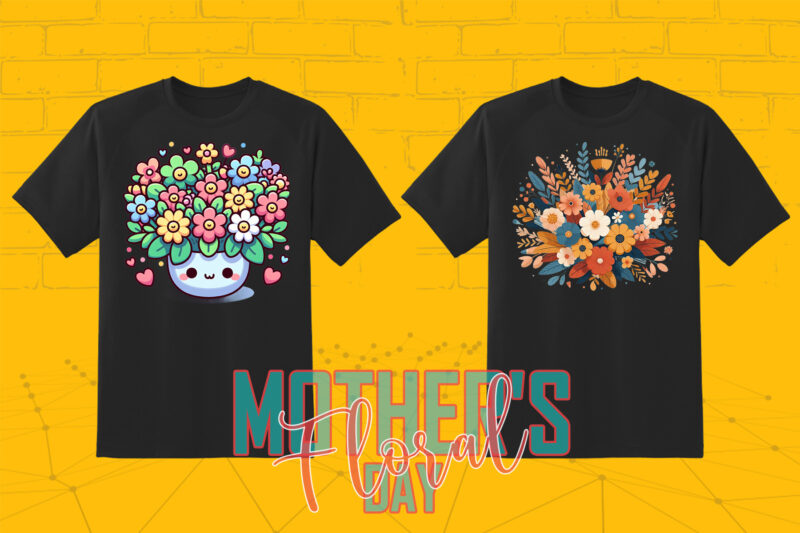 Watercolour Flower Mother’s Day Mom Lover 20 T-shirt Illustration Bundle