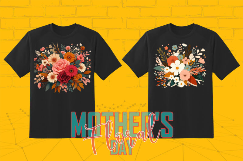 20 Flourish Mother’s Day T-shirt Design Illustration T-shirt Clipart Bundle