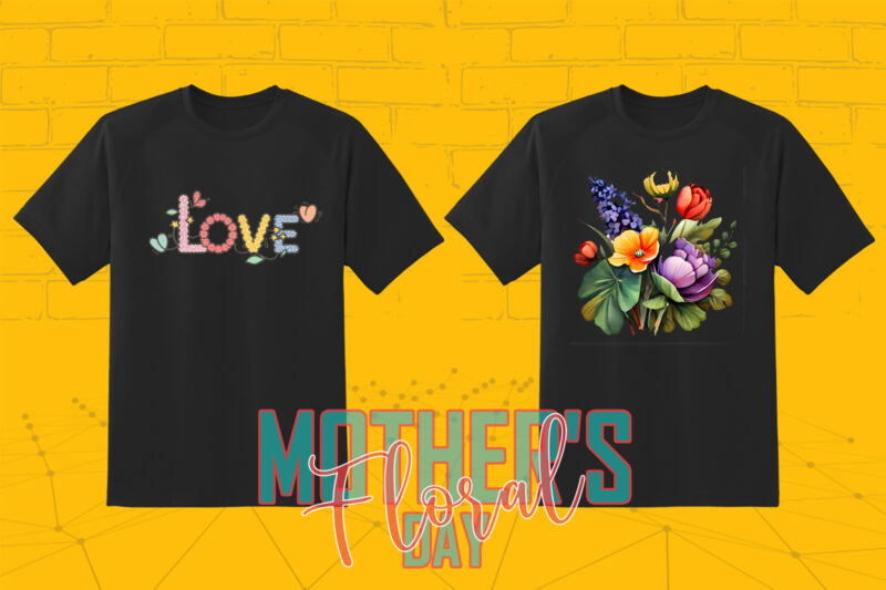 Flourish Mother’s Day 20 T-shirt Design Illustration T-shirt Clipart Bundle