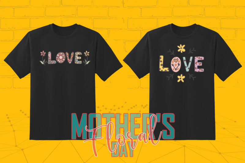 Retro Flourish Mother’s Day 20 T-shirt Illustration Clipart Bundle for Trendy T-Shirt Designs.