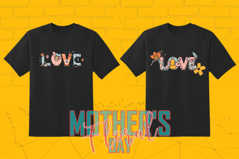 Retro Flourish Mother’s Day Illustration T-shirt 20 Clipart Bundle