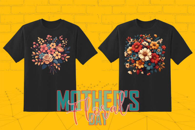 20 Flourish Mother’s Day T-shirt Design Illustration T-shirt Clipart Bundle