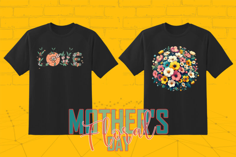 Retro Flourish Mother’s Day Illustration T-shirt 20 Clipart Bundle