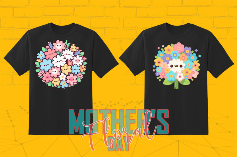 20 Watercolour Flower Mother’s Day Tee Illustration Clipart Bundle