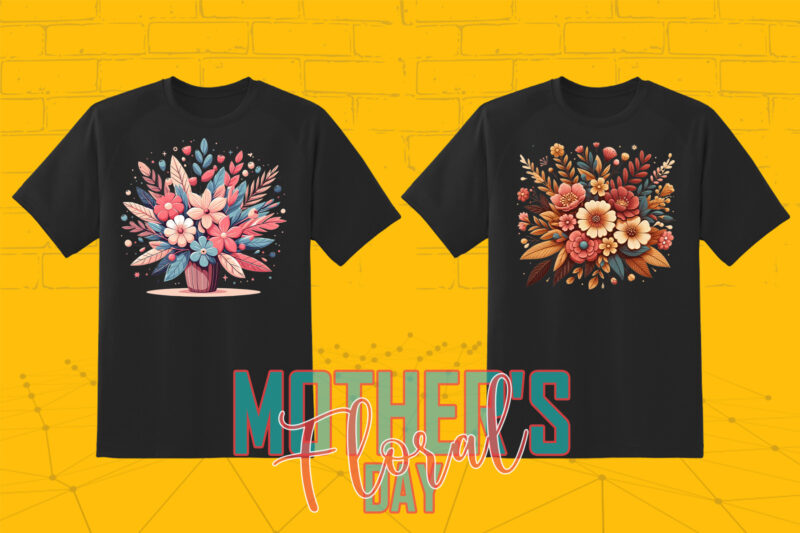 20 Watercolour Flower Mother’s Day Tee Illustration Clipart Bundle