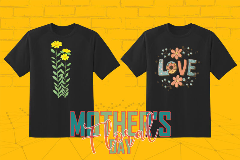 Flourish Mother’s Day 20 T-shirt Design Illustration T-shirt Clipart Bundle