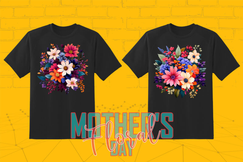 20 Flourish Mother’s Day T-shirt Design Illustration T-shirt Clipart Bundle