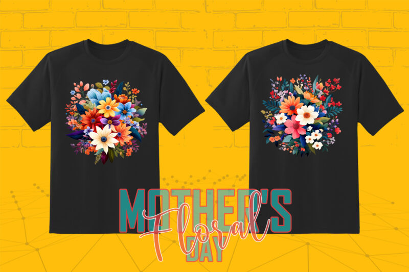 20 Flourish Mother’s Day T-shirt Design Illustration T-shirt Clipart Bundle