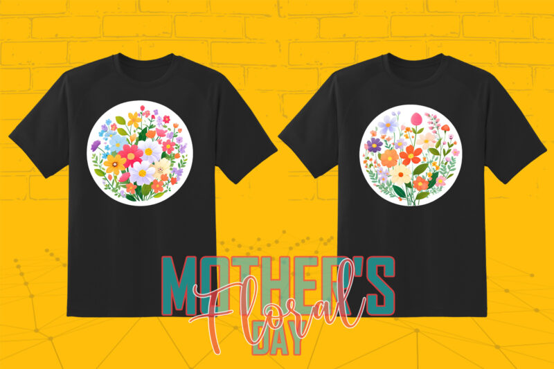 20 Trendy Watercolour Flower Mother’s Day T-shirt Illustration Clipart Bundle