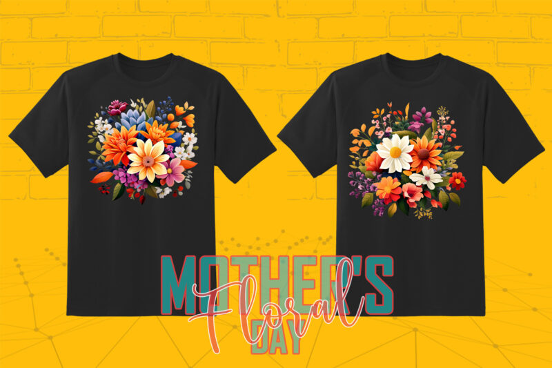 20 Flourish Mother’s Day T-shirt Design Illustration T-shirt Clipart Bundle