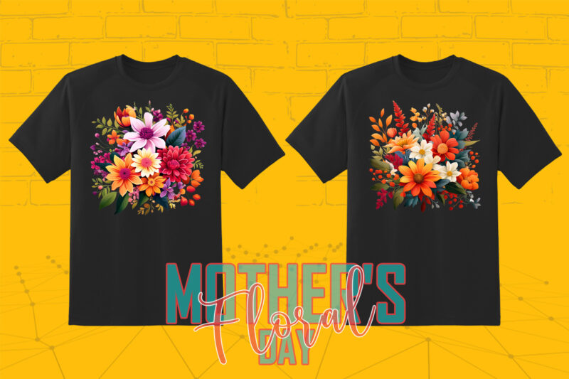 20 Flourish Mother’s Day T-shirt Design Illustration T-shirt Clipart Bundle