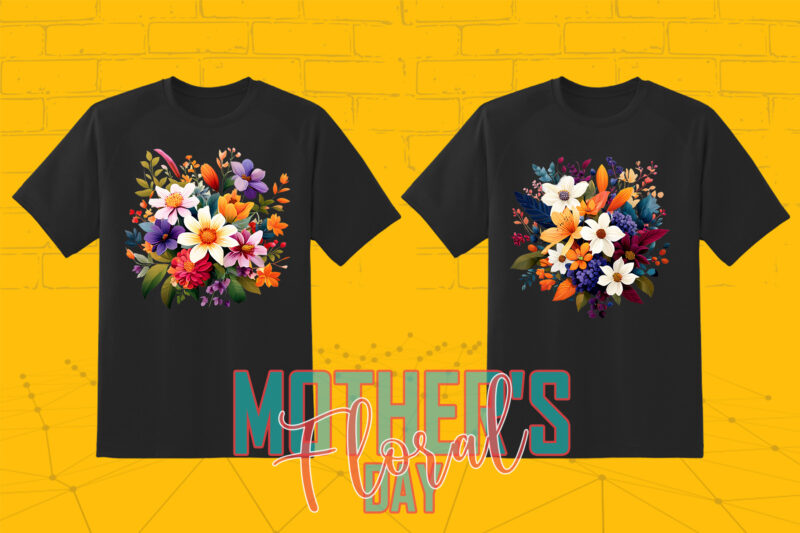 20 Flourish Mother’s Day T-shirt Design Illustration T-shirt Clipart Bundle