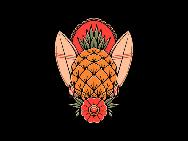 Surfing pineapple t shirt template vector