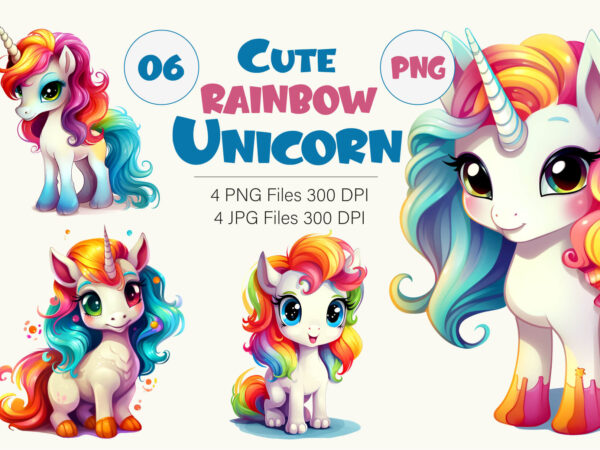 Cute rainbow unicorns 06. tshirt sticker.