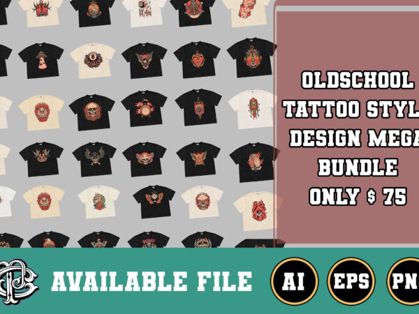 Oldschool tattoo style super mega bundle t shirt design online