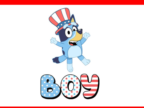 4th of july bluey png, red white and bluey png, bluey boy png