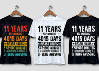 11 Years 132 Months Of Being Awesome T-Shirt Design