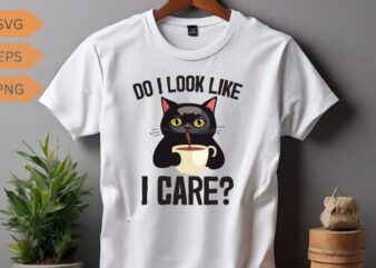 Do I look like I care Funny cat lover T-shirt design vector, cat meme, lazy cat shirt, cat grandma svg, black cat lover, kitty love, kitten