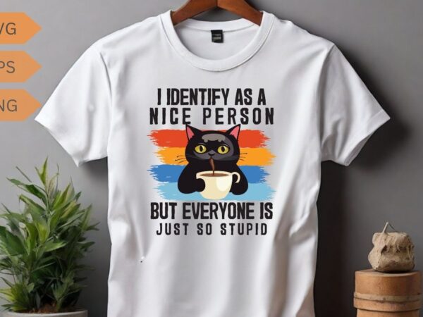 My spirit animal is a grumpy cat who slaps annoying people t-shirt design vector, funny cat lover t-shirt design vector, cat meme, lazy cat