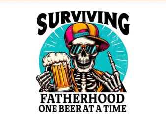 Surviving Fatherhood One Beer At A Time PNG t shirt template vector