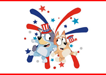 4th Of July Bluey PNG, Red White Bluey PNG, Bluey And Bingo Flag PNG