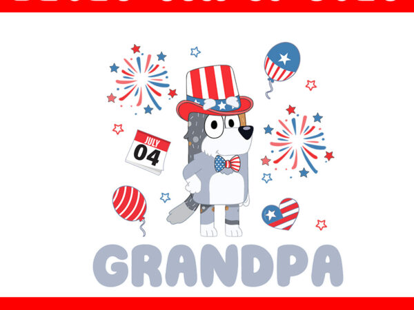 4th of july bluey png, red white bluey png, bluey grandpa png