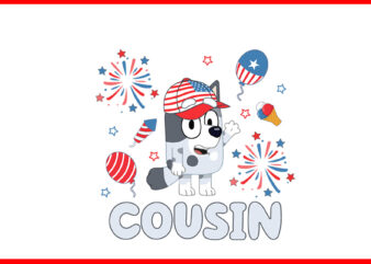 Bluey 4th Of July PNG, Red White Bluey PNG, Bluey Cousin 4th Of July PNG