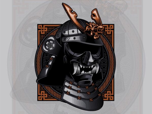 Samurai helmet t shirt template vector