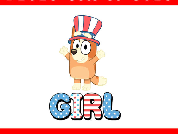 4th of july bluey png, red white and bluey png, bluey girl png