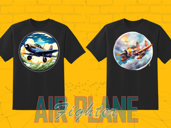 Fighter plane t-shirt illustration 20 clipart bundle