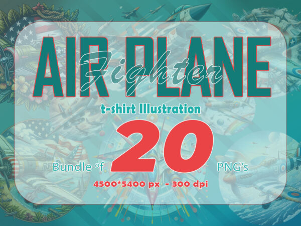 20 vintage fighter plane illustration t-shirt clipart bundle