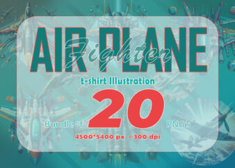 20 Retro Fighter Plane T-shirt Illustration Clipart Bundle
