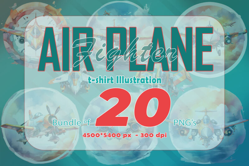 20 Airplane Lover T-shirt Illustration Bundle for POD Business