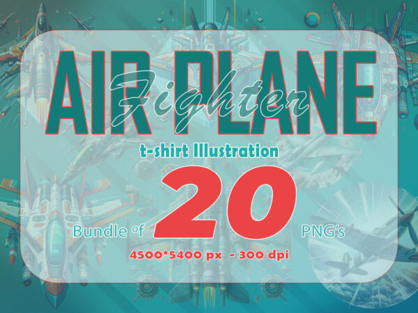 20 retro fighter plane t-shirt illustration clipart bundle