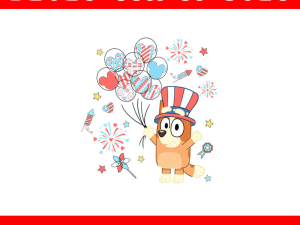 4th of july bluey png, red white and bluey png, bluey flag png