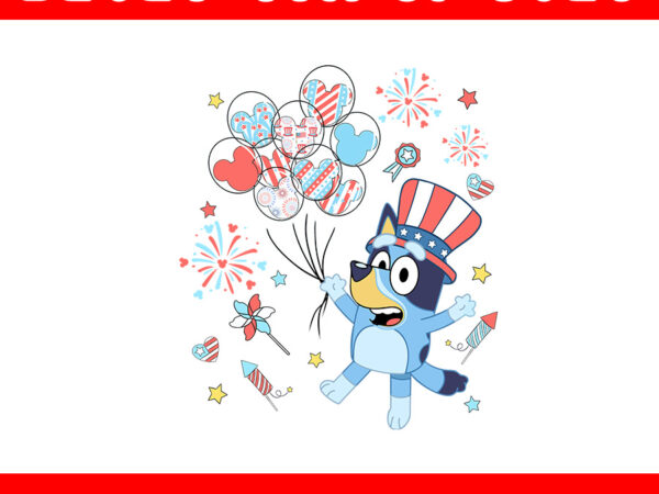 4th of july bluey png, red white and bluey png, bluey flag png