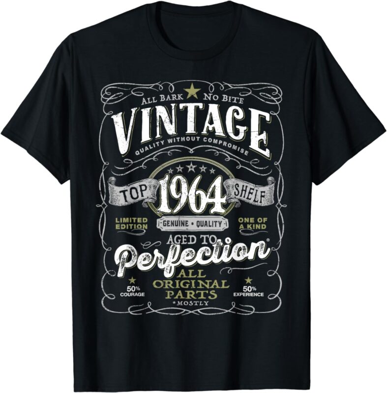 60th Birthday Tee for Men, Vintage 1964 Aged to Perfection T-Shirt